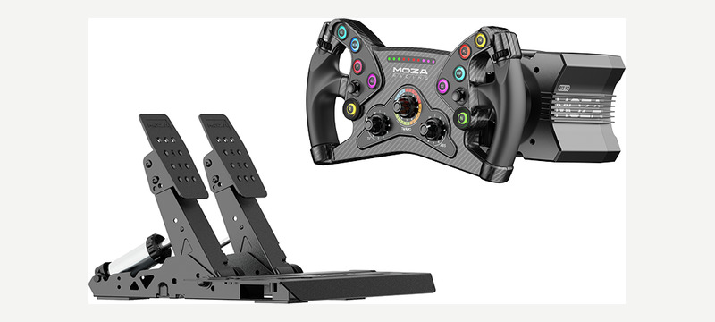 Bundle MOZA comprenant la base R12 V2, le volant KS et le pédalier SR-P2